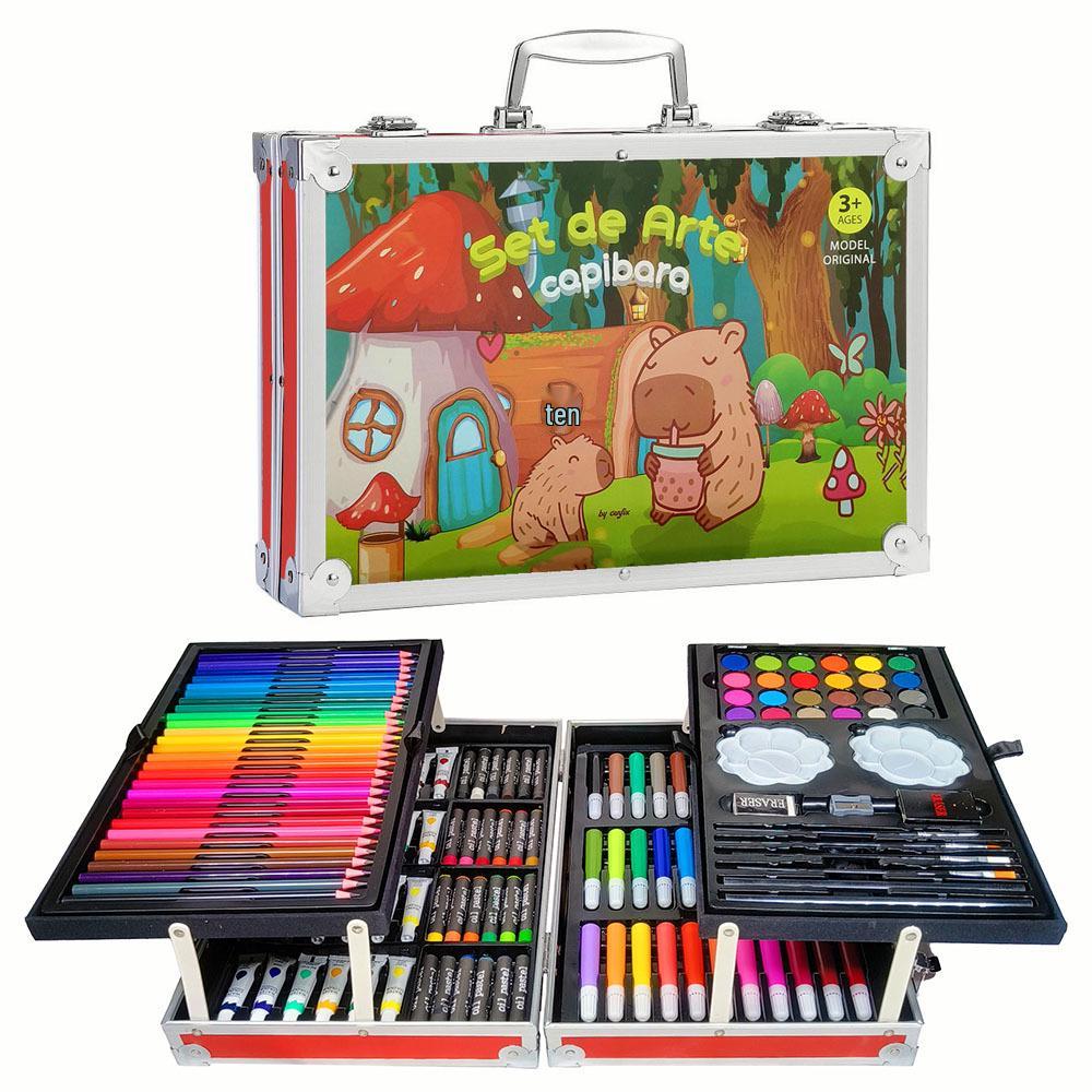 Pinsel 145 Aluminium Box Set: Doppelschichtige Kinder-Zeichen- und Graffiti-Kunstwerkzeuge - Perfektes Preisgeschenk zum 1. Juni