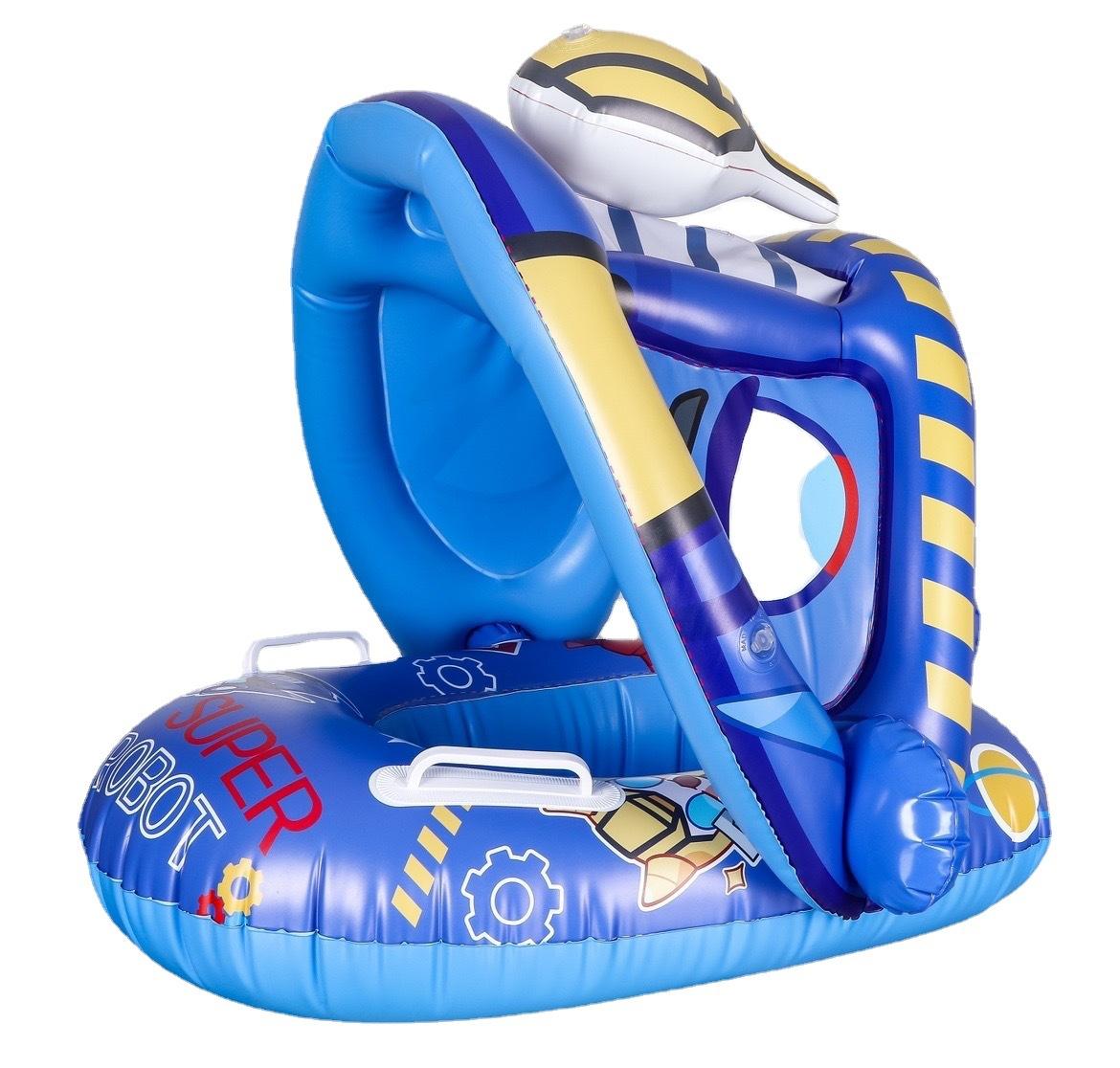 

Детский круг для плавания с защитой от солнца, надувной круг для плавания, съемный для использования в качестве приспособления для плавания с сиденьем для плавания, игрушка-обруч для плавания с 6 месяцев 70*55*70cm