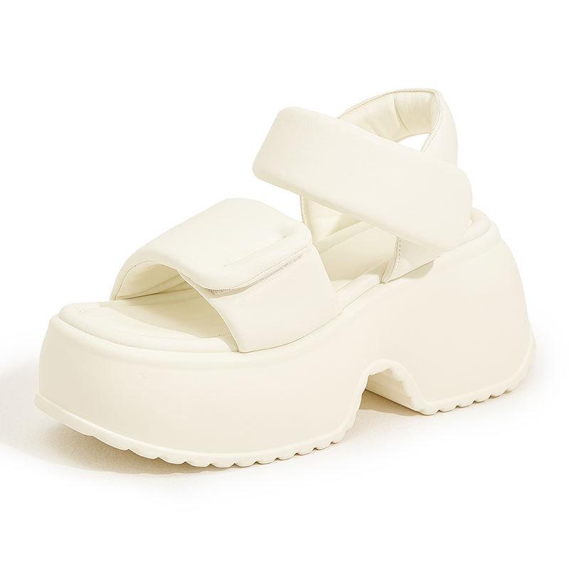 Platform Sandals Women's Summer 2025 New Velcro Fashion Versatile Outer Wear One Word with High Heels High Sense Shoes