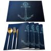 Nautisch Placematten Set, Anker Tafelmatten Wasbaar Zomer Kust Print Placemat voor Vakantie Banket Eetkamer Keukentafel Decor