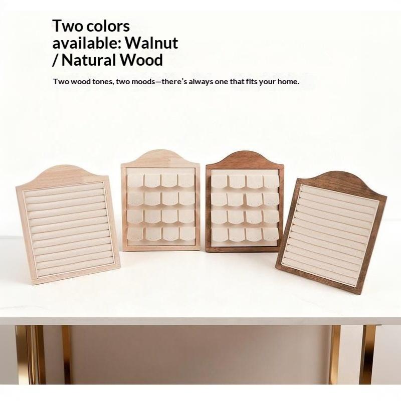 Wooden Ring Display Stand Soft Velvet Lining Large Capacity Smooth Finish Jewelry Rack for Commercial Personal Jewelry Display