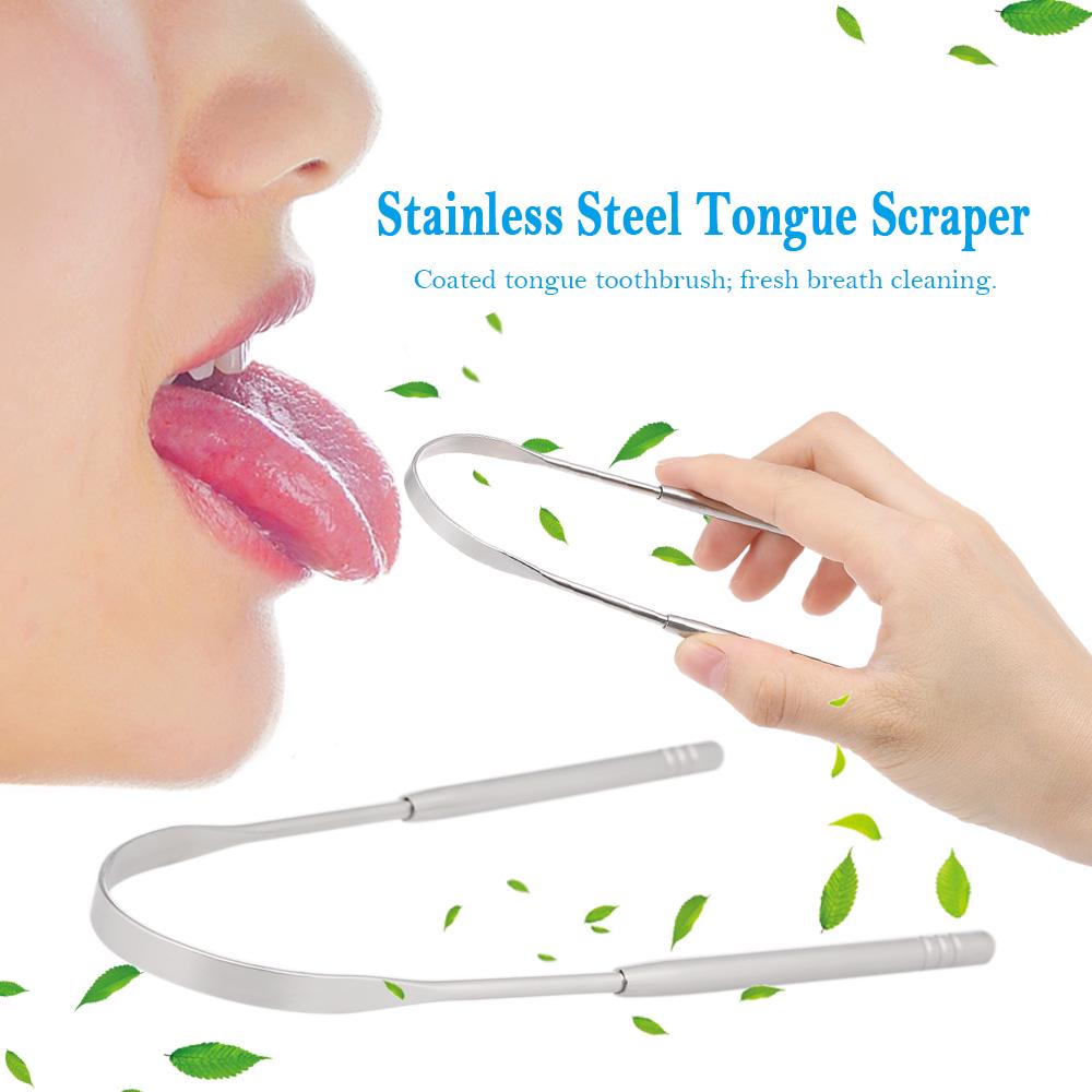 Tongue Scraper Stainless Steel Cleaner Fresh Breath Cleaning Coated Tongue Toothbrush Dental Oral Hygiene Care Tools