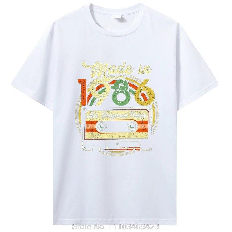 Lustiges Vintage 1986 T-Shirt Sommerstil Grafik Baumwolle T-Shirt Streetwear Geburtstagsgeschenke T-Shirt Unisex Kleidung Übergroß