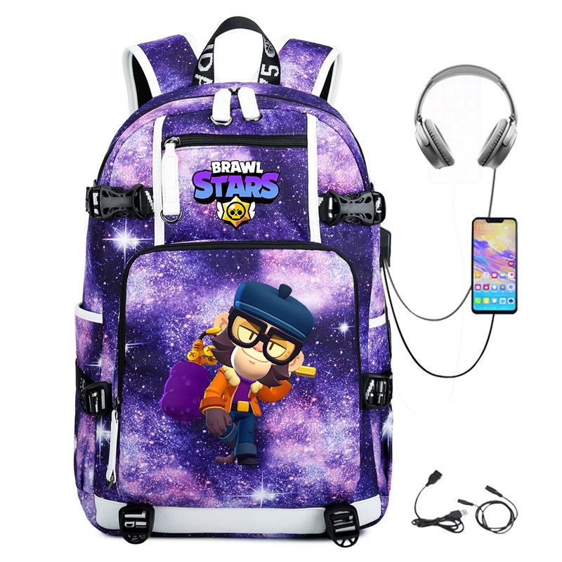 Mochila Periférica Brawl Stars Com Usb Mochila de Estudante para Viagem ao Ar Livre Mochila de Montanhismo de Grande Capacidade
