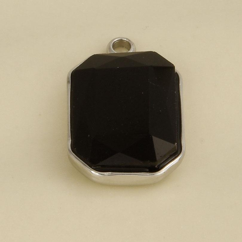 Rectangle Geometric Stainless Steel Pendants For Jewelry Making Supplies One Side Rhinestone Charm DIY Necklace Earrings Pendant