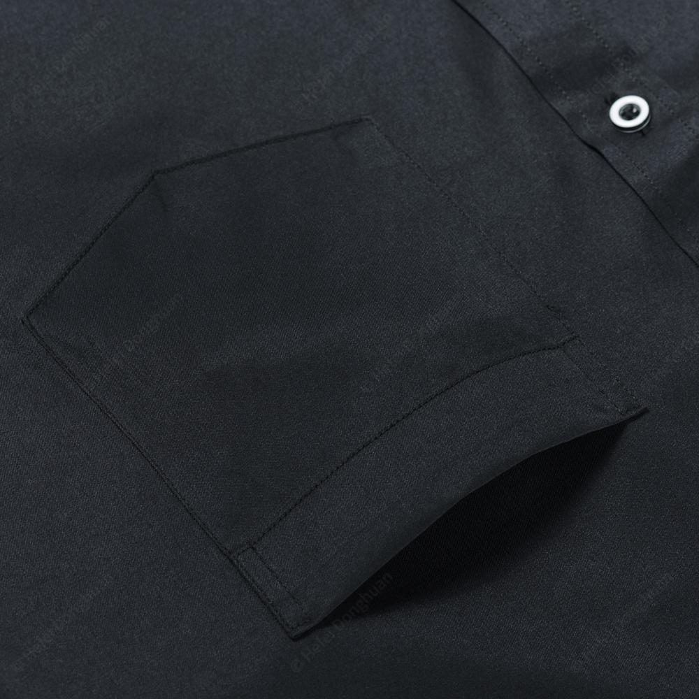 Camicie da Uomo a Collo Bandito Manica Lunga Bottoni Collo Mandarino Camicia Versatile Camicia Monocolore con Tasca