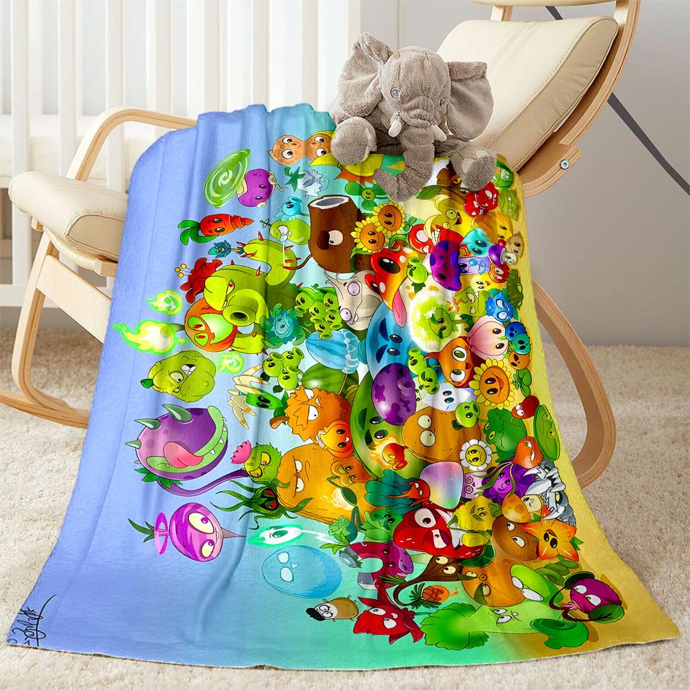 Plants Vs Zombies Adventure Blanket Warmthful Decor Perfect for Chair Office Sofa Four Seasons Multipurpose Modern Style