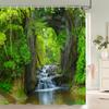 Modern 3D Printing Forest Shower Curtain Green Plant Tree Landscape Bath Curtain With Hooks For Bathroom waterproof scenery