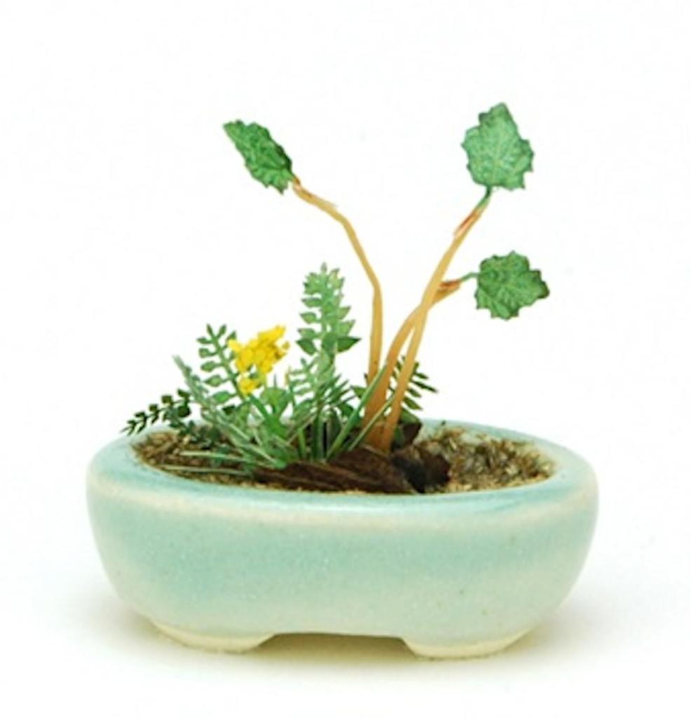 PLATZ THE BONSAI Oval Potted Planter Finished Product BONN04 1/12 [Light Blue]
