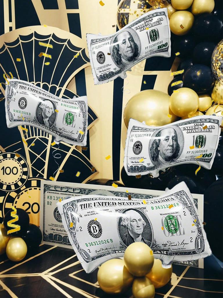 2pcs Money Banknote Balloons Large Size Dollar Counterfeit Reusable Balloons for Birthday Decoration Dollar Bill Party Balloon