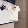 Milk White Fake Two-piece Contrasting Color Women 2026summer New Sweater with Unique Design and Small Top