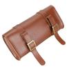 Motorcycle Handlebar Bag Saddlebag, PU Leather Handmade Motorcycle Fork Bag Roll, Durable Storage Tool Pouch with Straps
