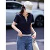 Xinfeiyu Women's Fashion Color-block Layered V-Neck T-shirt