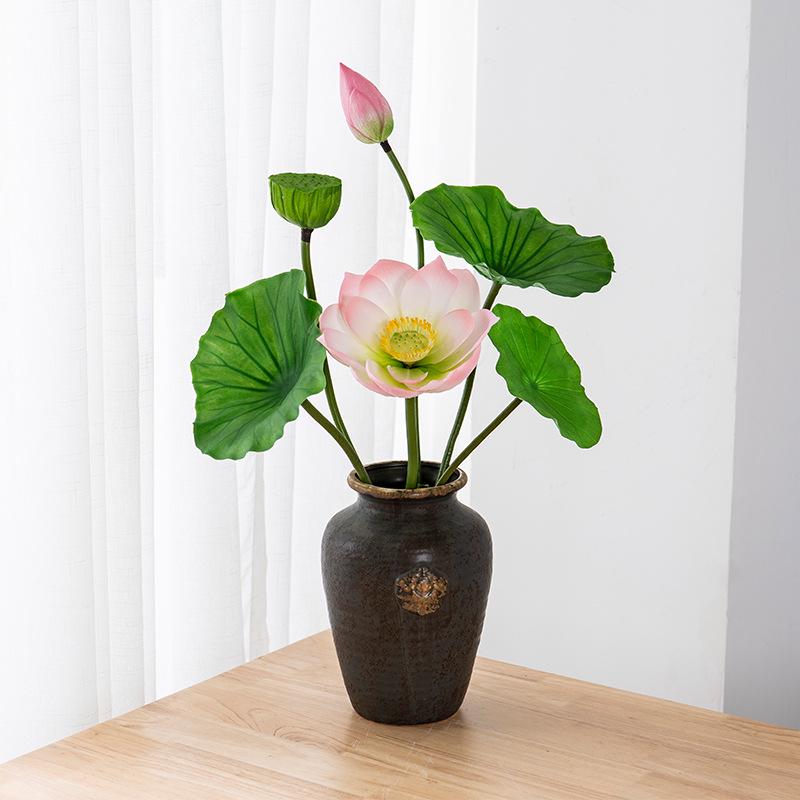 High-End PU Lotus Simulation: Chinese-Style Artificial Flower Decoration and Photo Prop for Living Room.