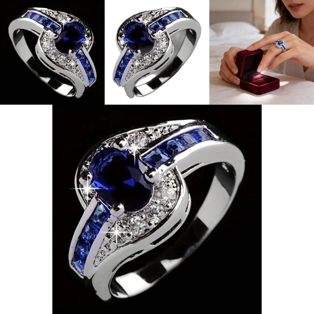 Elegant Silver Zircon Geometric Ring For Women With Spring Fashion Trend Accessory