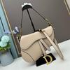 D Family Classic Leather Embroidered Saddle Bag - Women's Crossbody & Shoulder Handbag