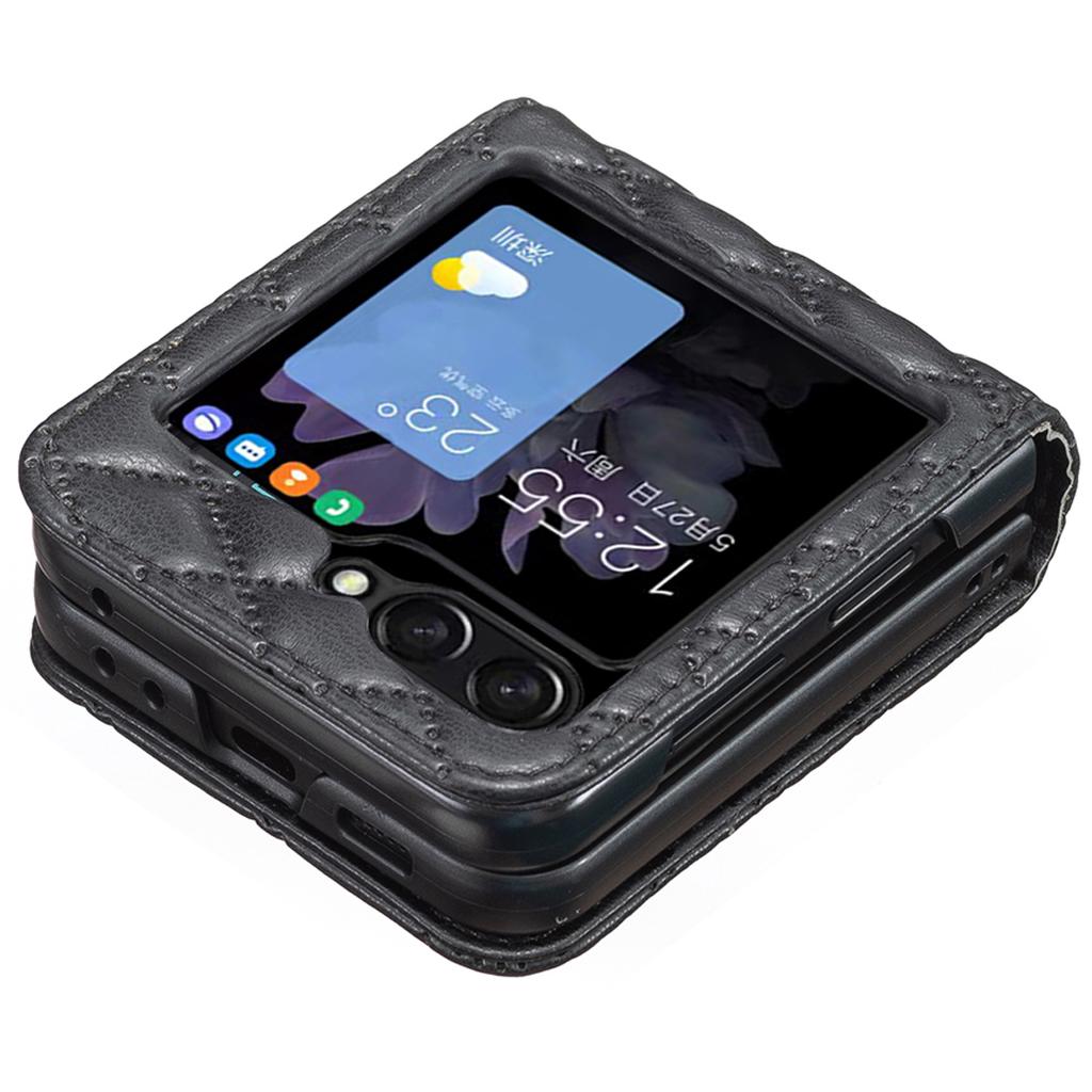 BINFEN COLOR For Samsung Galaxy Z Flip6 5G/Z Flip5 5G Case Rhombus PU Leather Folding Phone Cover