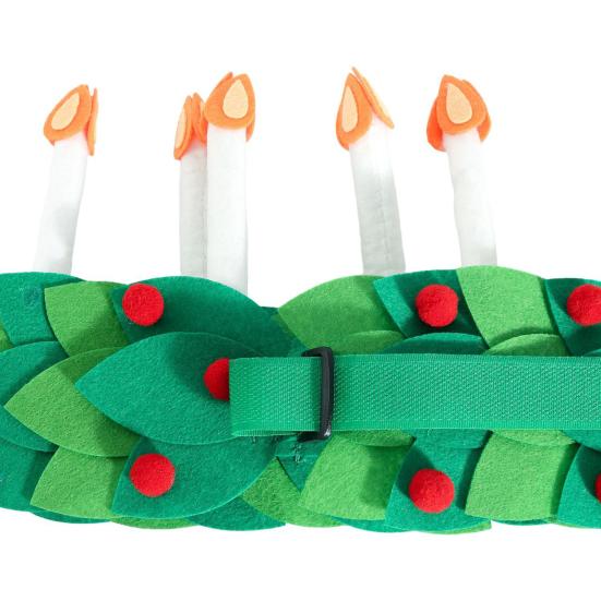 Christmas Crown Candle Felt Headband Holiday Wreath Design Handmade Felt Christmas Decorative Hat Cosplay Supplies