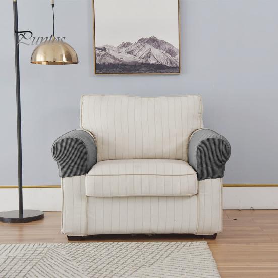 Sofa Arm Cushion Covers 2 Pcs Cover Elastic Thickened Dirt-resistant Solid Color Set Soft Fabric Anti-Slip Couch Armrest Protectors Recliner
