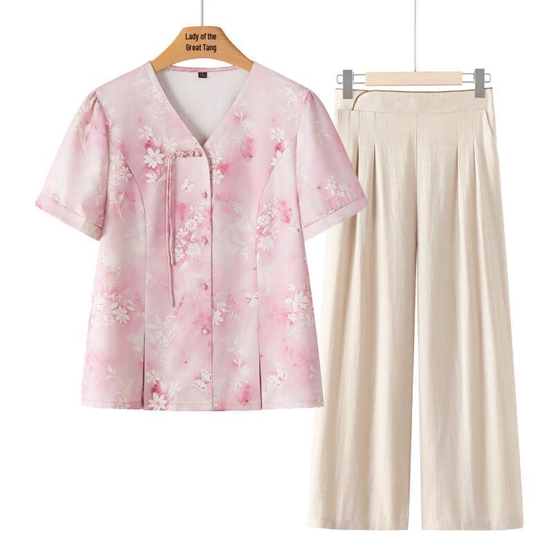 

Women s Summer Short Sleeve Lapel Set L