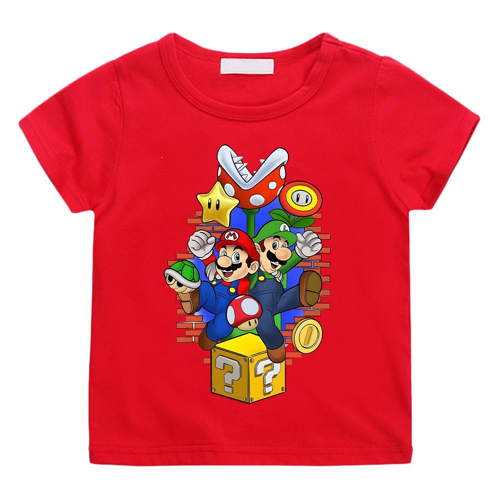 Super Marios T-Shirt for Children Cotton Tee Shirt Crewneck Short Sleeve T Shirt Fashion for Boys Girls Clothing Cartoon Tees High Quality Casual Top