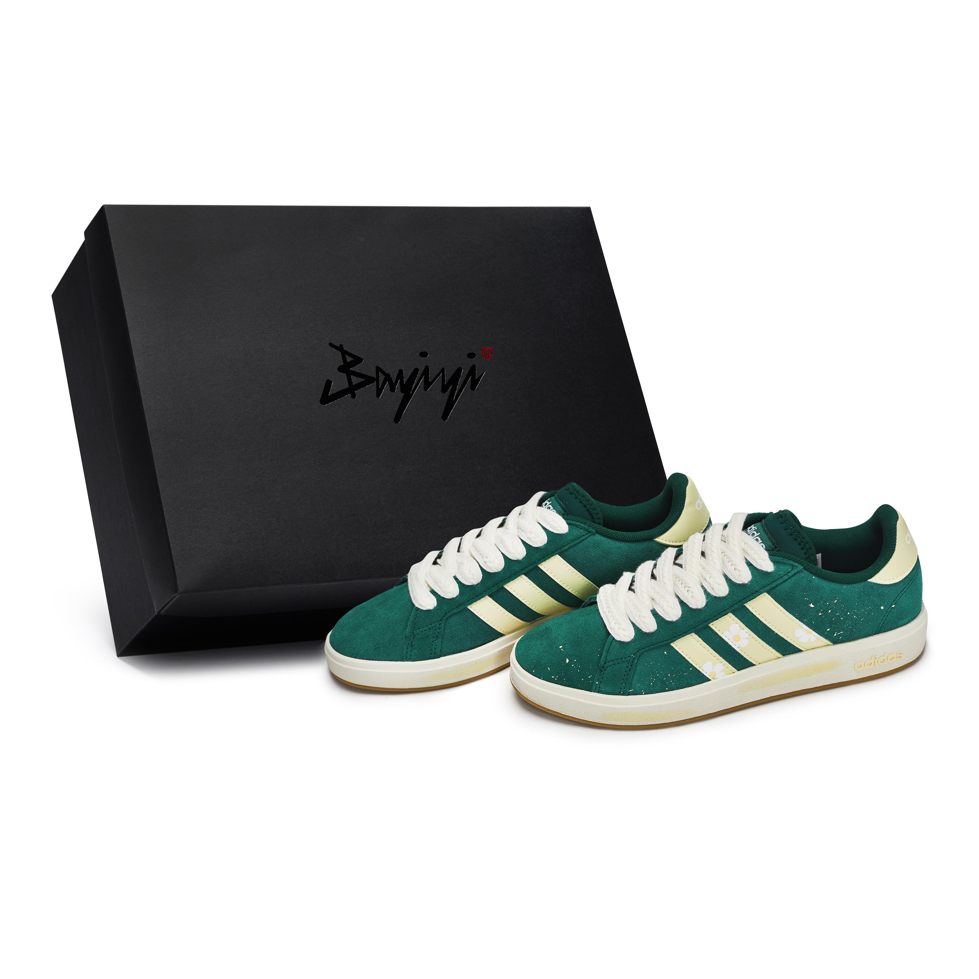 Adidas Grand Court Base 00s Skateboard Shoes Unisex Low top Beige/Yellow/Green IH6187(Team80-S-BOX) 36⅔