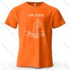I'm Fine Funny Printed Men's T-shirt Oversized Simple Cartoon Graphic T-shirt for Women Tops T-shirt Streetwear