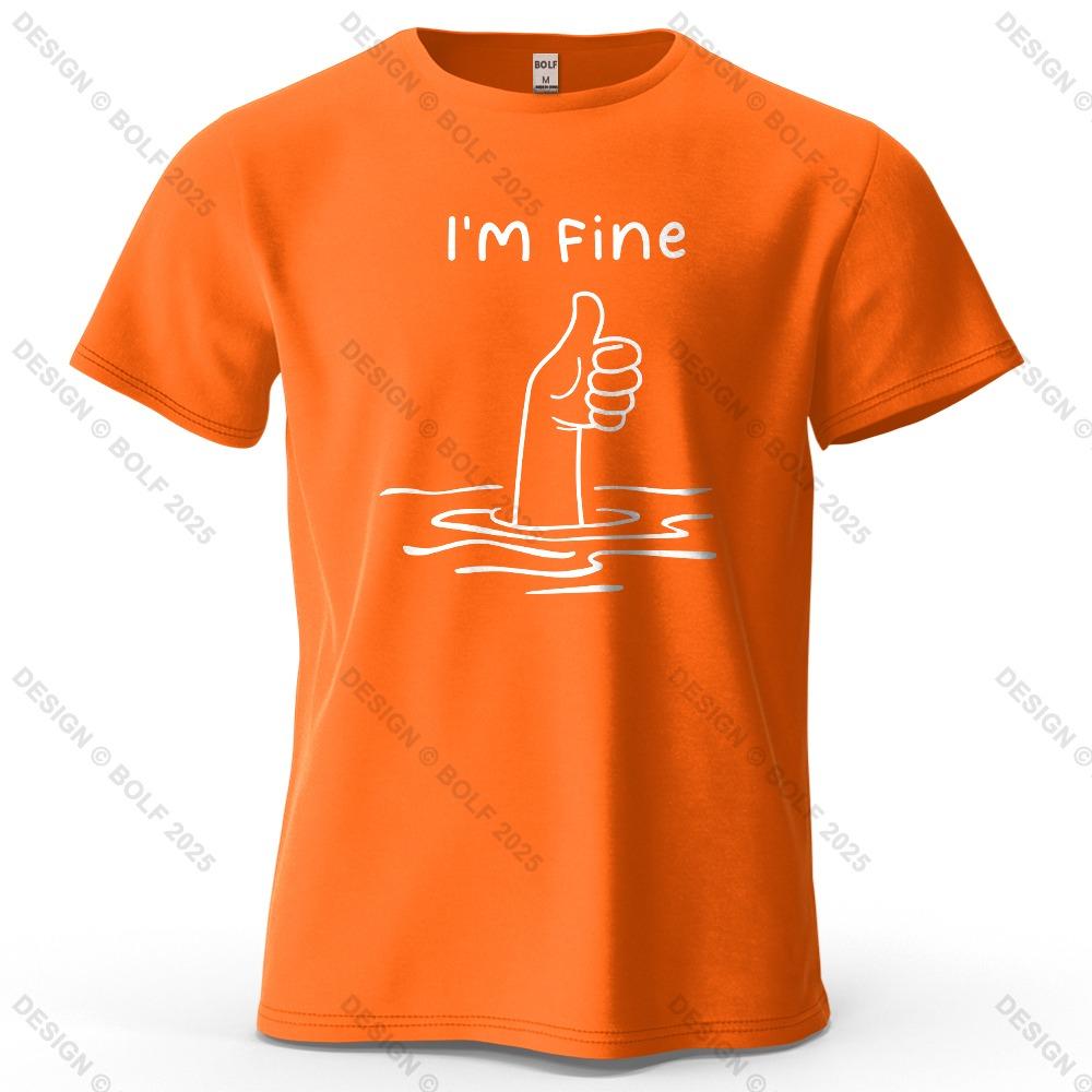 I'm Fine Funny Printed Men's T-shirt Oversized Simple Cartoon Graphic T-shirt for Women Tops T-shirt Streetwear