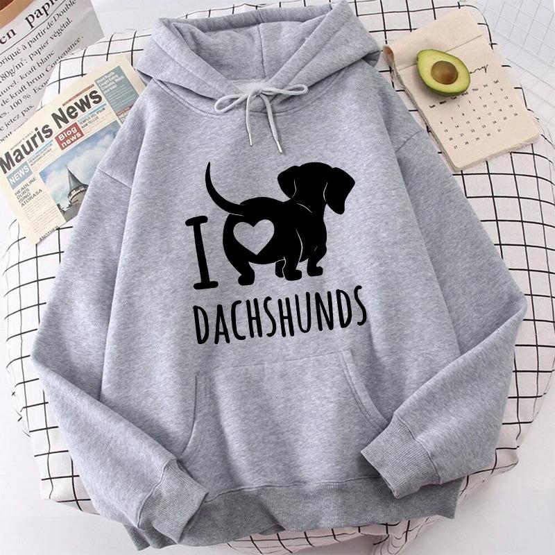 High Quality Hoodie New I Love Dachshund Print Hoodie Women Minimalist Daily Top Pullover Selection Fall Breathable Women Hoodie