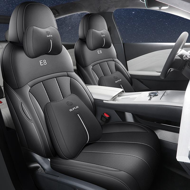 Galaxy E8 Universal Full Leather Car Seat Cushion - New Model for Special Cars, Five-Seat, Four Seasons.