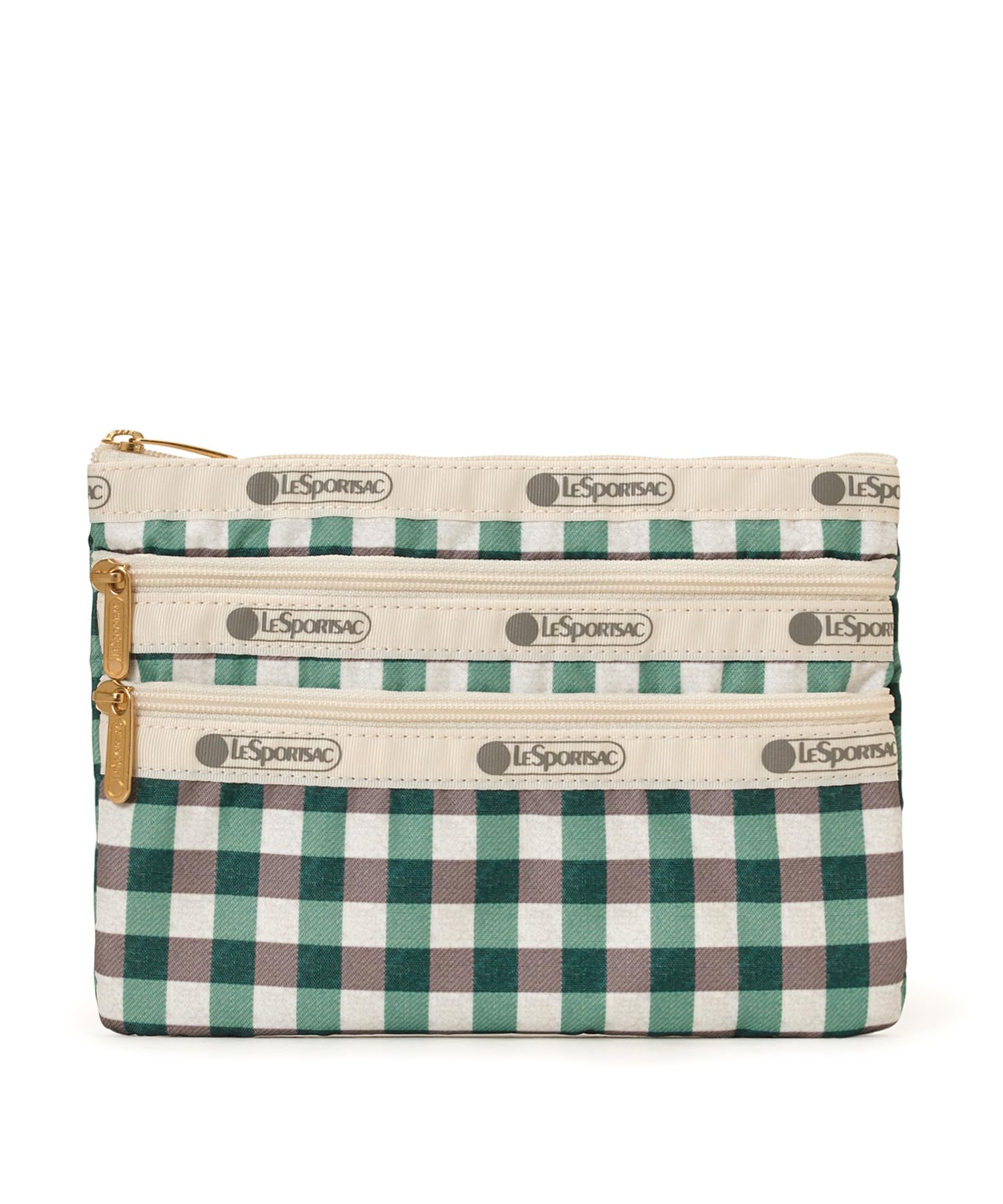 Cosmetic Pouch 7158 Forest Gingham [LeSportsac] [Official] 3-Zip / /