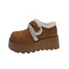 Fur integrated snow boots thick-soled velvet short boots women's winter small height increase warm bread shoes