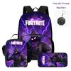 FORTNITE 3Pcs School Kit Lightweight Backpack Front Pocket Lunch Pouch Pencil Bag For Kids Age 6-10,Free 3D Printed Keychain