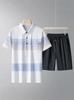 Men's Casual Ice Silk Sports Suit - Short Sleeve Polo Shirt & Shorts for Middle-Aged and Elderly