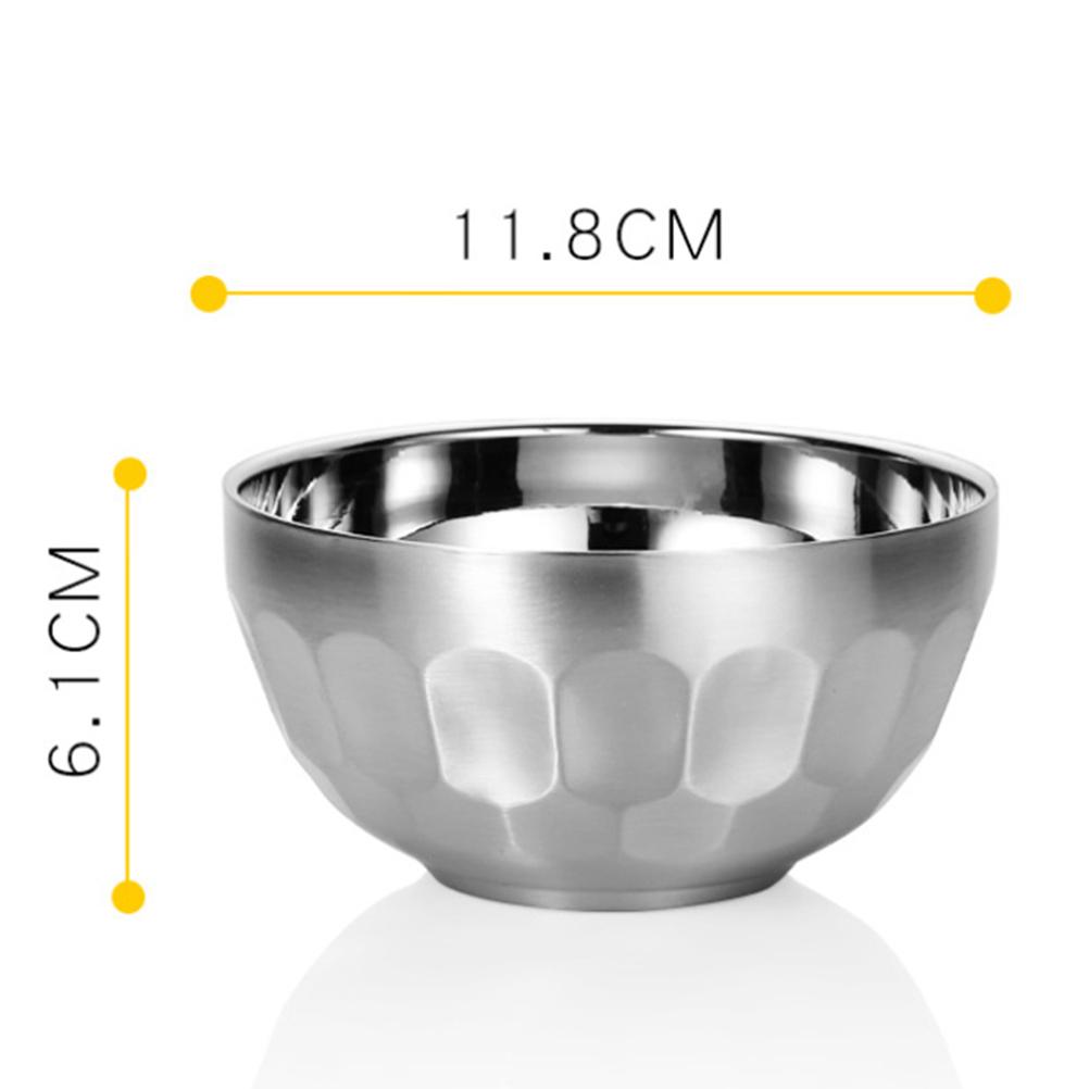 304 Stainless Steel Double Layers Insulated Bowl Silver 11.4cm Practical Rust Resistant Fingerprint Proof