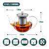 VKCHEF Teapot, Heat-Resistant Glass Kyusu (Kyusu), Transparent, 1000ml Large Capacity, Stainless Steel, with Tea Strainer, Suitable for Direct Heat,