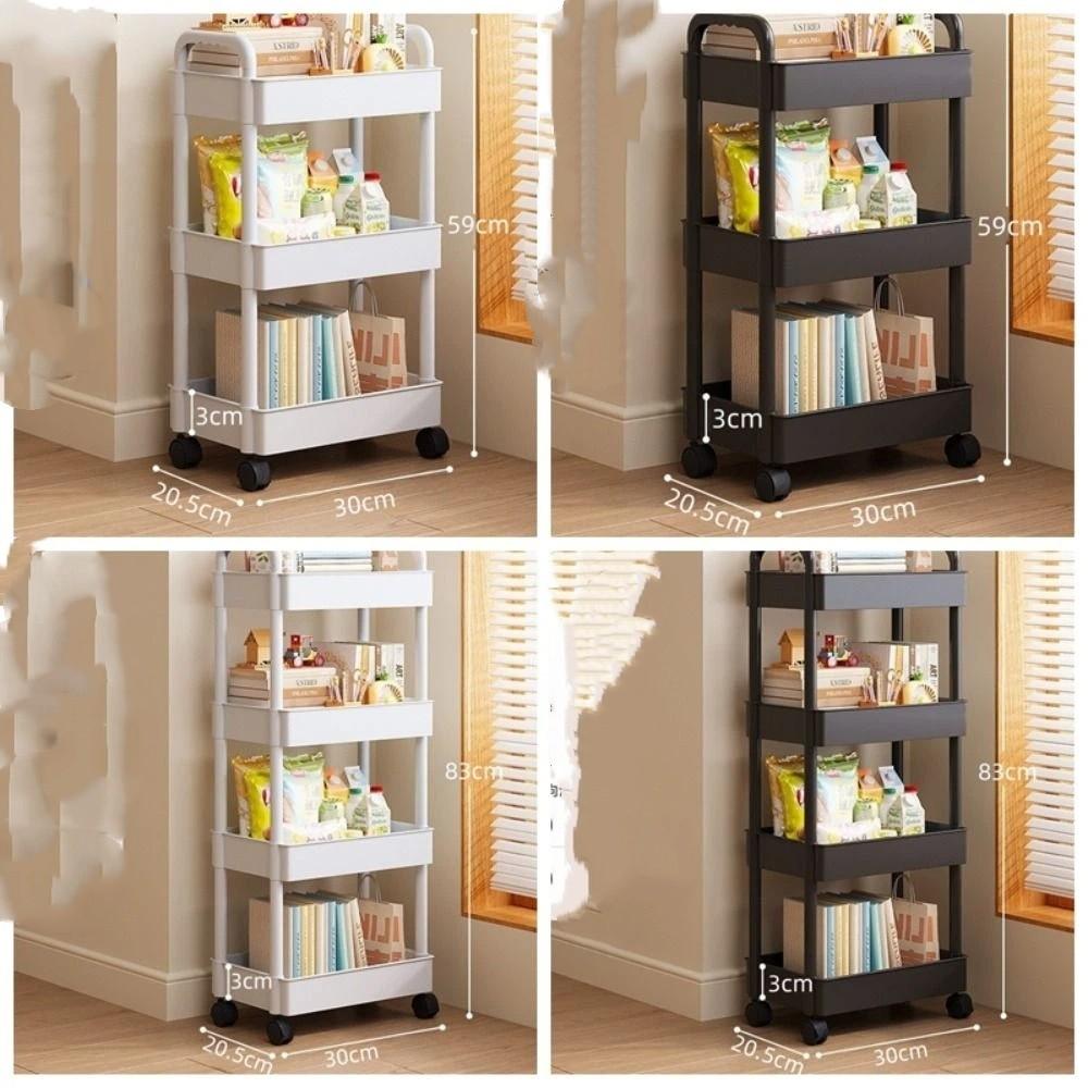 Convenient Snack Storage Rack Home Organize Removable Mobile Trolley Storage Rack Large Capacity Plastic Kitchen Storage Rack