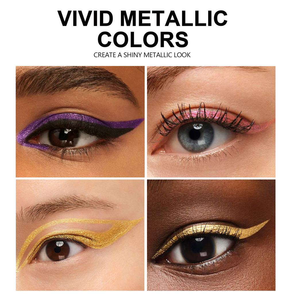 Farbiges flüssiges Eyeliner-Set, perlheller Lidschattenstift, wasserfest, schweißresistentes Augen-Makeup