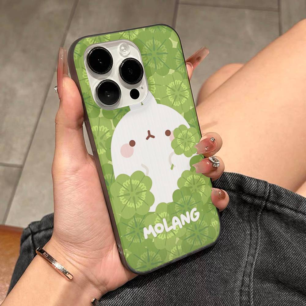 Kawaii Niedliches Kaninchen M-MolangS Anime Für IPhone 17 16 15 Plus Pro Max 12 14 Plus 11 13 Welle Geriffelt Streifen Funda Handyhülle