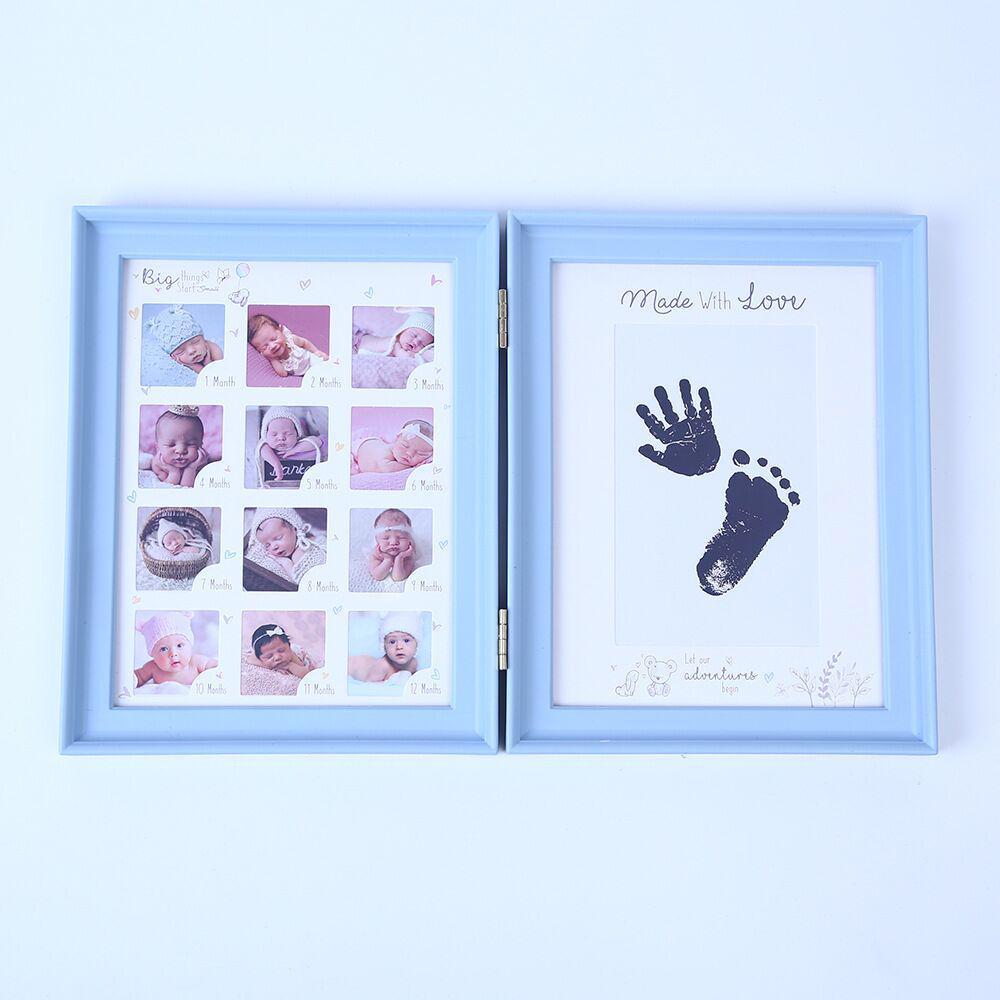 Baby Hand & Footprint Ink Pad Frame: 100-Day Full Moon Souvenir for Capturing Baby's Handprints & Footprints.