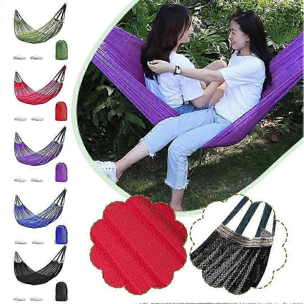 260 130 Portable Camping Hammock, Lightweight Nylon Net Hammock with Carry Bag, Outdoor Travel Garden Relaxing Hammock