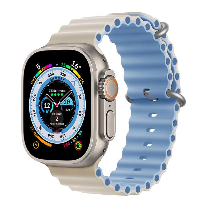 Ремешок из двухцветного силикона Apple Marine для часов 8/7/SE/Ultra Sports