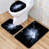 Cooles Muster Badezimmerbodenmatte Toilette Dreiteiliges Set
