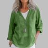 Mote Dame Casual Bomull Lin V-hals Langermet Genser Topp