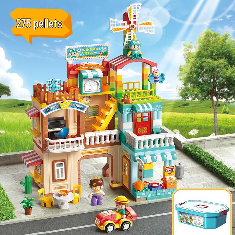Rotating Windmill & Ferris Wheel Building Blocks Toy for Kids