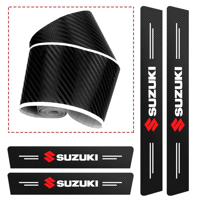 High-quality Carbon Fiber Car Door Sill Protector Sticker For Suzuki Jimny Samurai Vitara Swift Baleno Ignis Splash Kaiser Swace