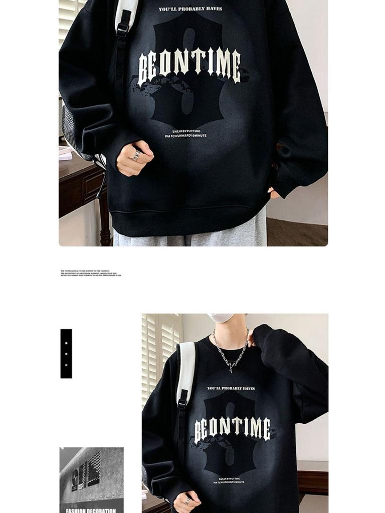 Men's Trendy Round Neck Thickened Hoodie for Autumn/Winter
