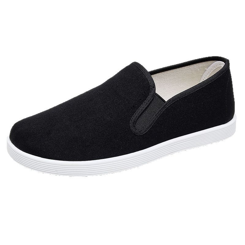 Old Beijing cloth shoes men's wormwood breathable one-pedal wear-resistant and non-slip black work shoes platform lazy shoes large size shoes