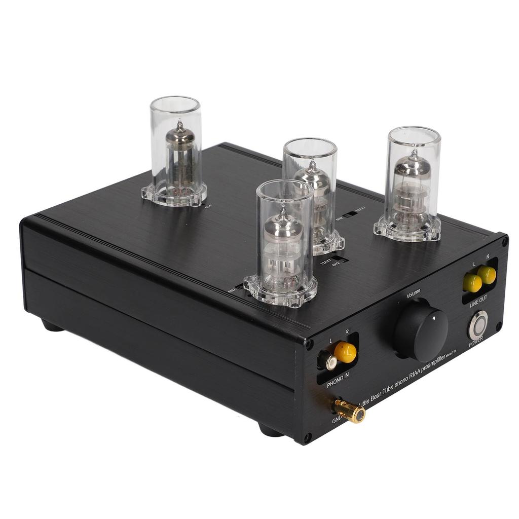 Vacuum Tube Preamplifier Aluminum Alloy Case Anti Interference Phono Preamp for Record Player US Plug 110V