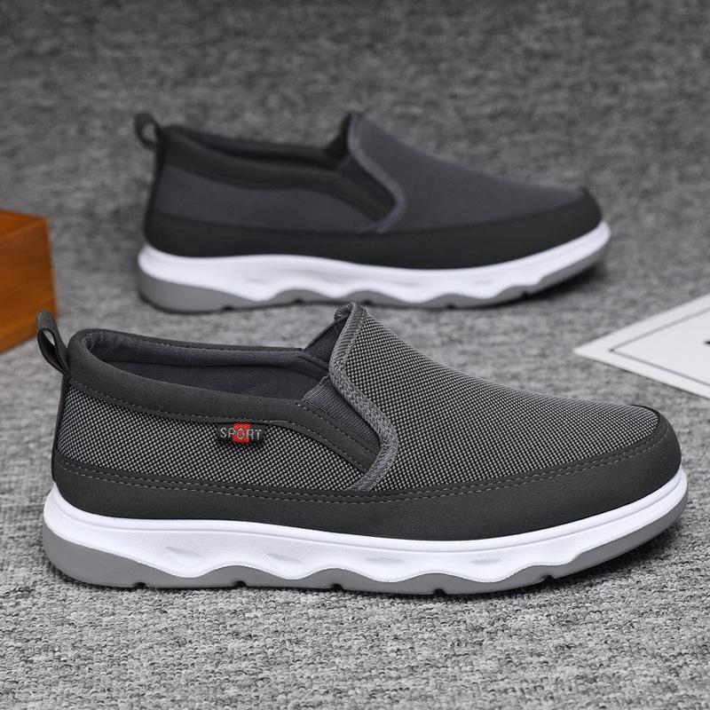

One-pedal men s old Beijing cloth shoes casual middle-aged old dad shoes trendy versatile walking elderly shoes 44 серый